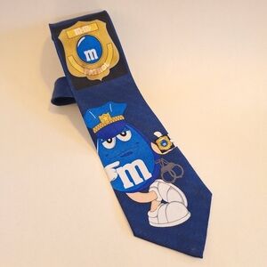 M&M'S Blue P.D. Novelty Necktie Festive Very Good Condition 57"
